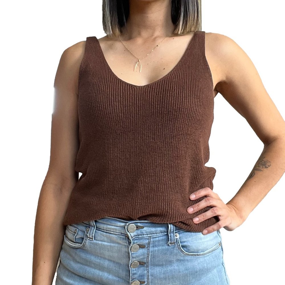 Vero Moda Brown Knit Tank (Size Small)
